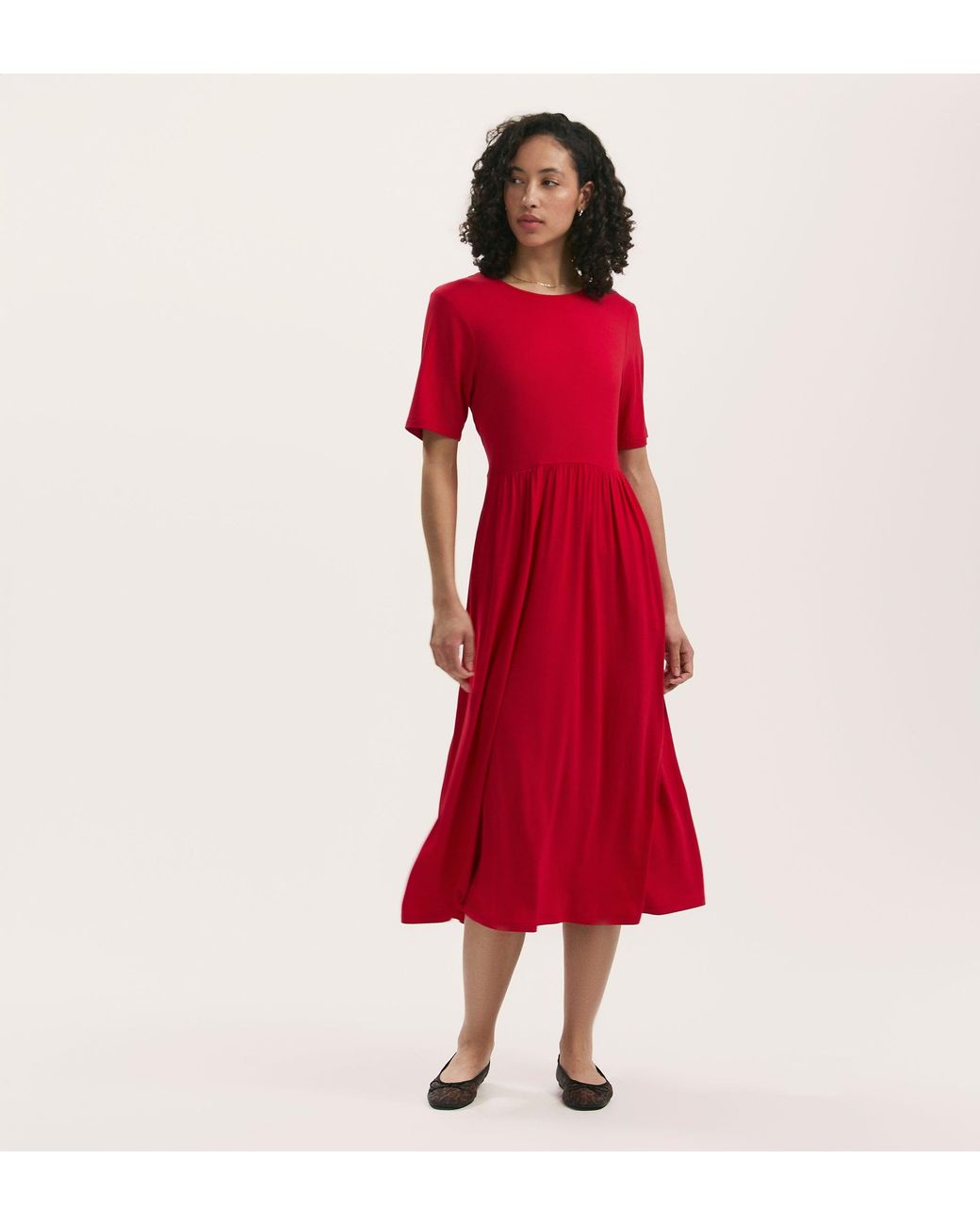 Finery London Red Kathryn Jersey Midi T-Shirt Dress