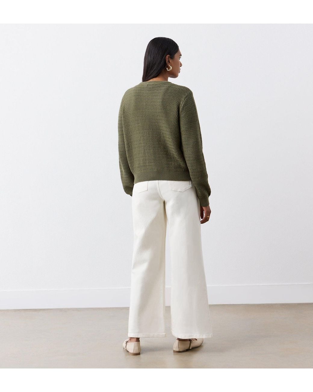 Finery London Green Saskia Button Up Cotton Cardigan