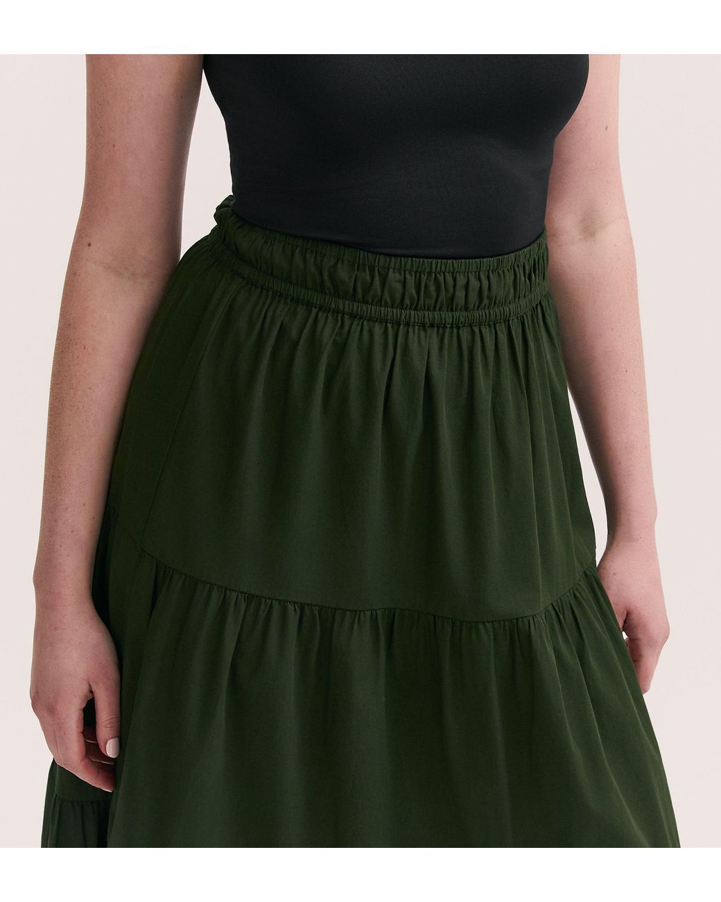 Finery London Green Harleen Cotton Midi Skirt