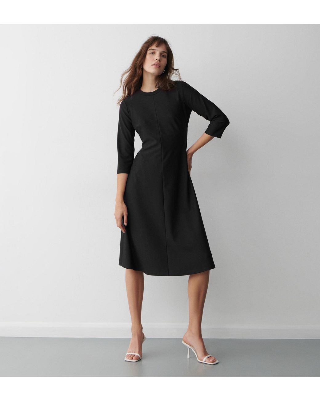 Finery London Black Hazel Ponte Jersey Midi Dress