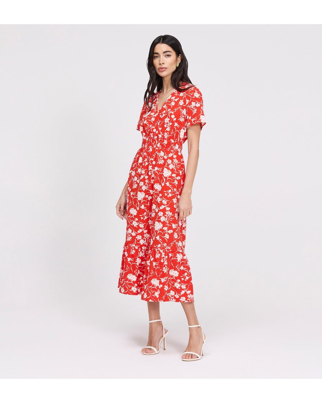 Finery London Deena Wrap Tiered Midi Dress