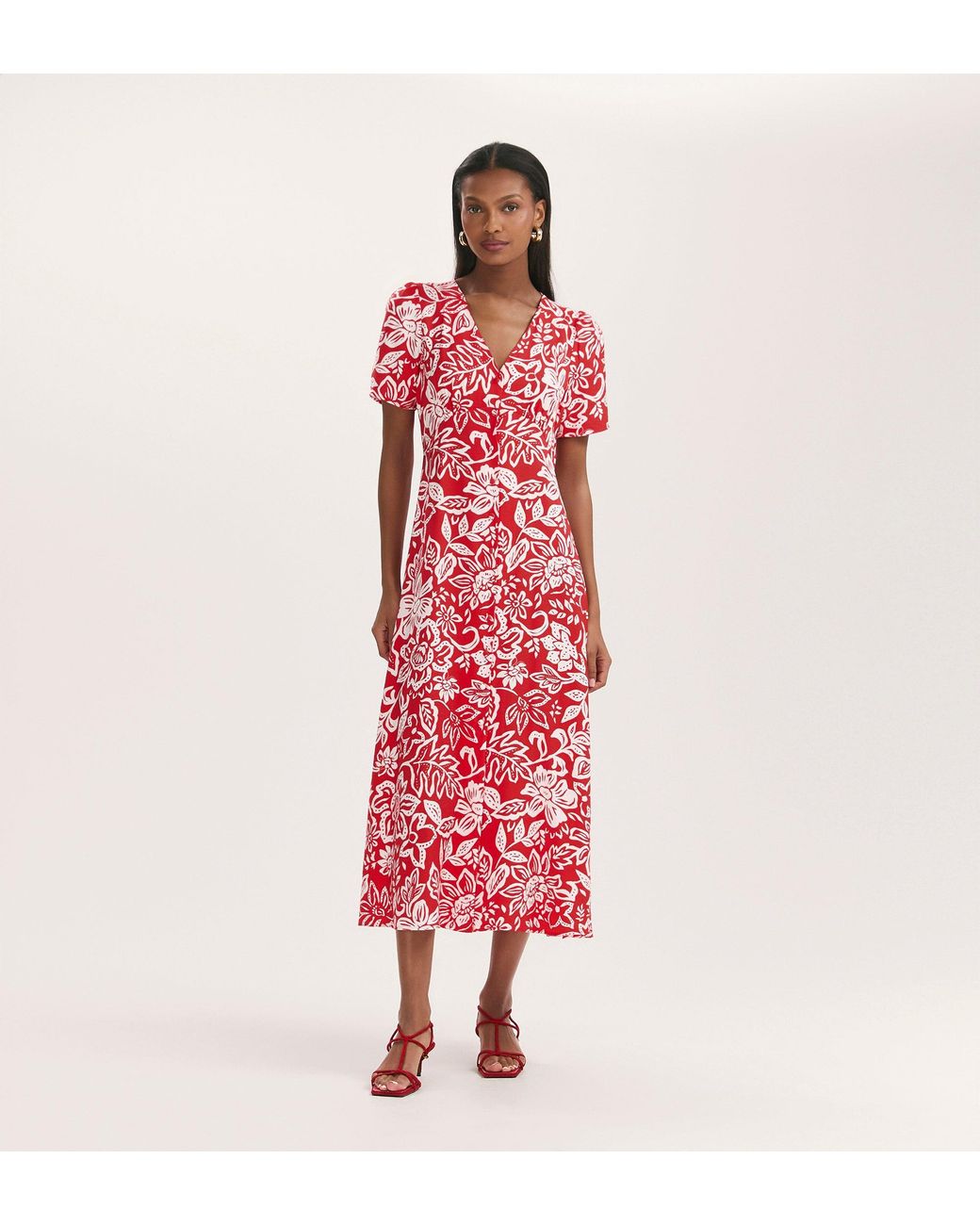 Finery London Red Martina Midi Dress