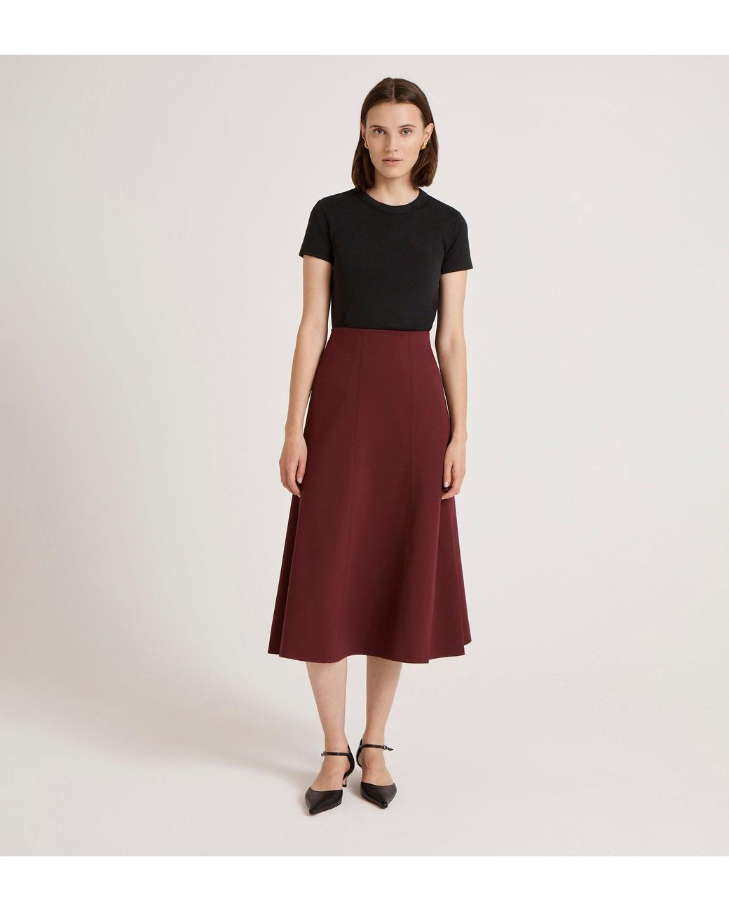 Finery London Red Mae Ponte Jersey Midi Skirt