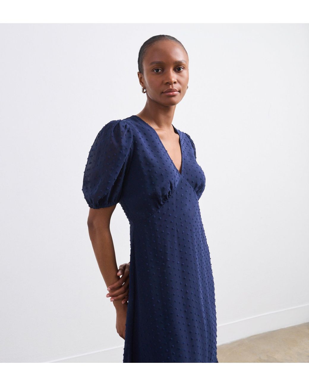 Finery London Blue Loretta Georgette Midi Dress