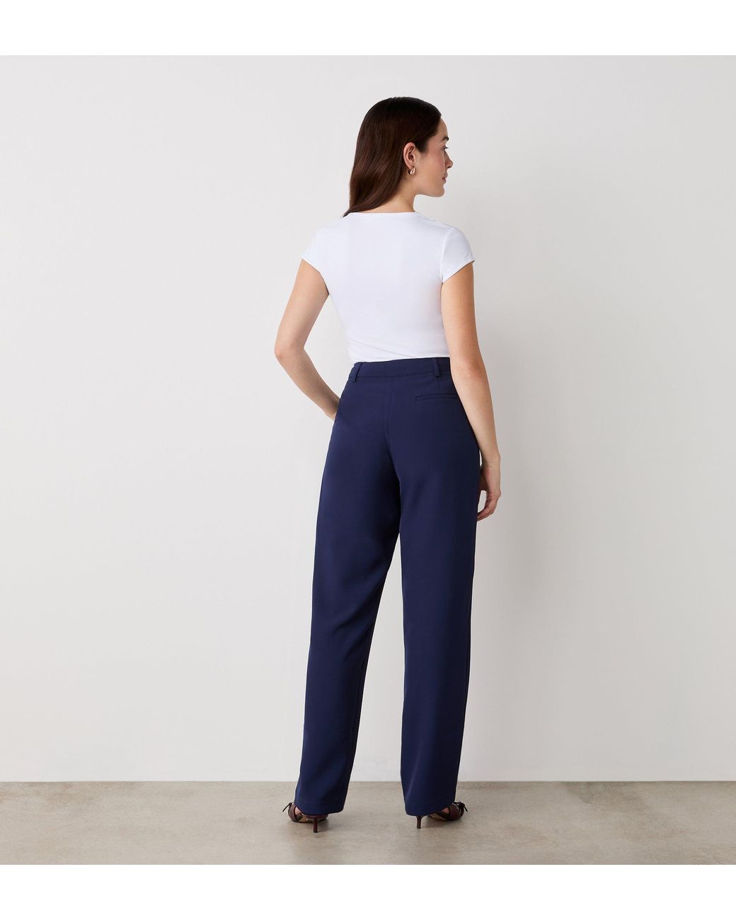 Finery London Blue Harper Straight Leg Trousers