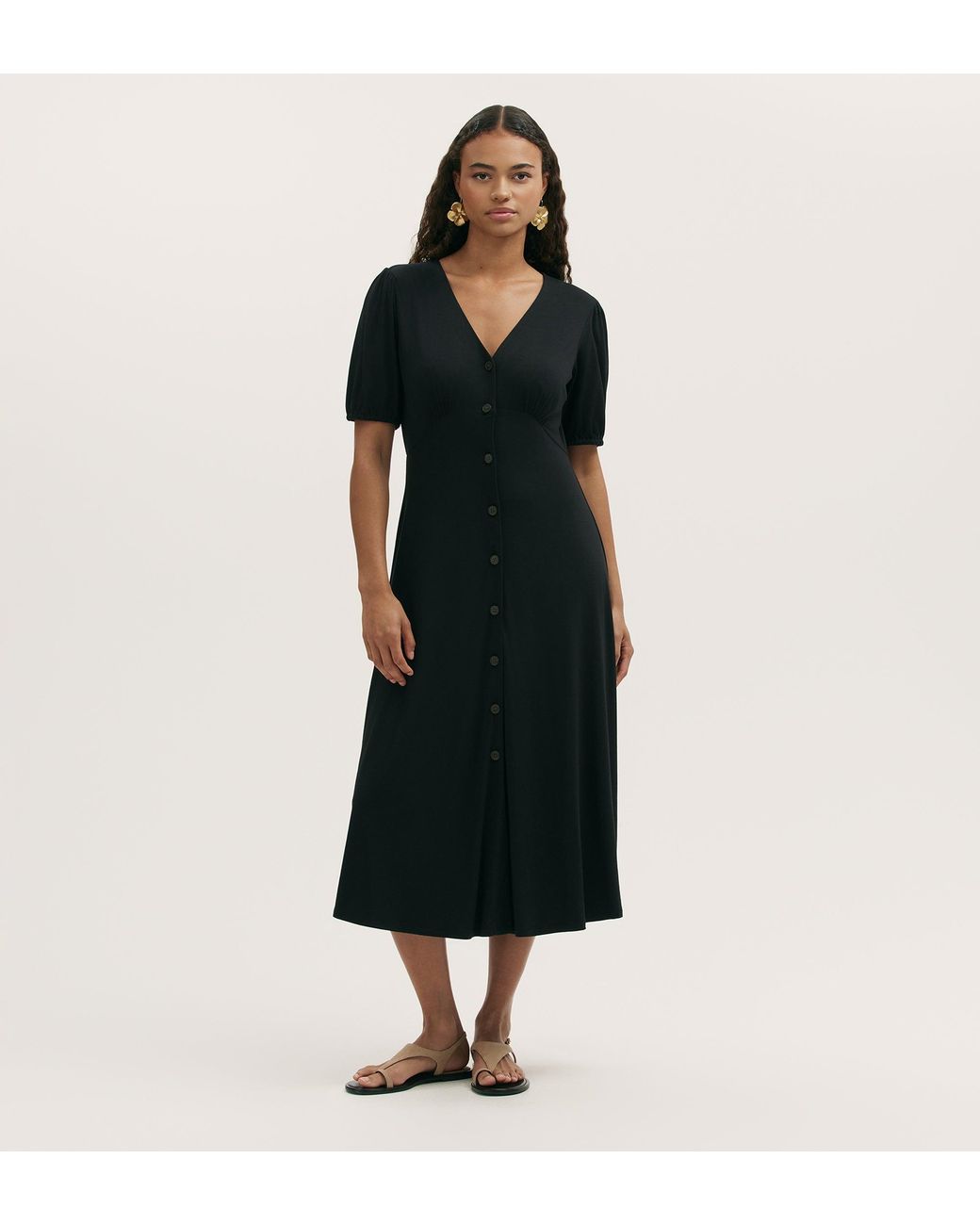 Finery London Black Milena Jersey Midi Dress