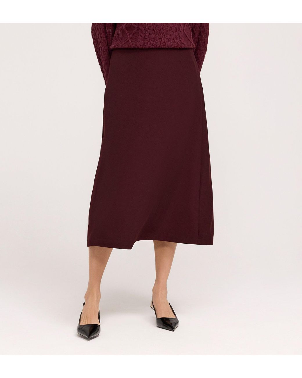 Finery London Red Ramona Gaberdine Twill Midi Skirt