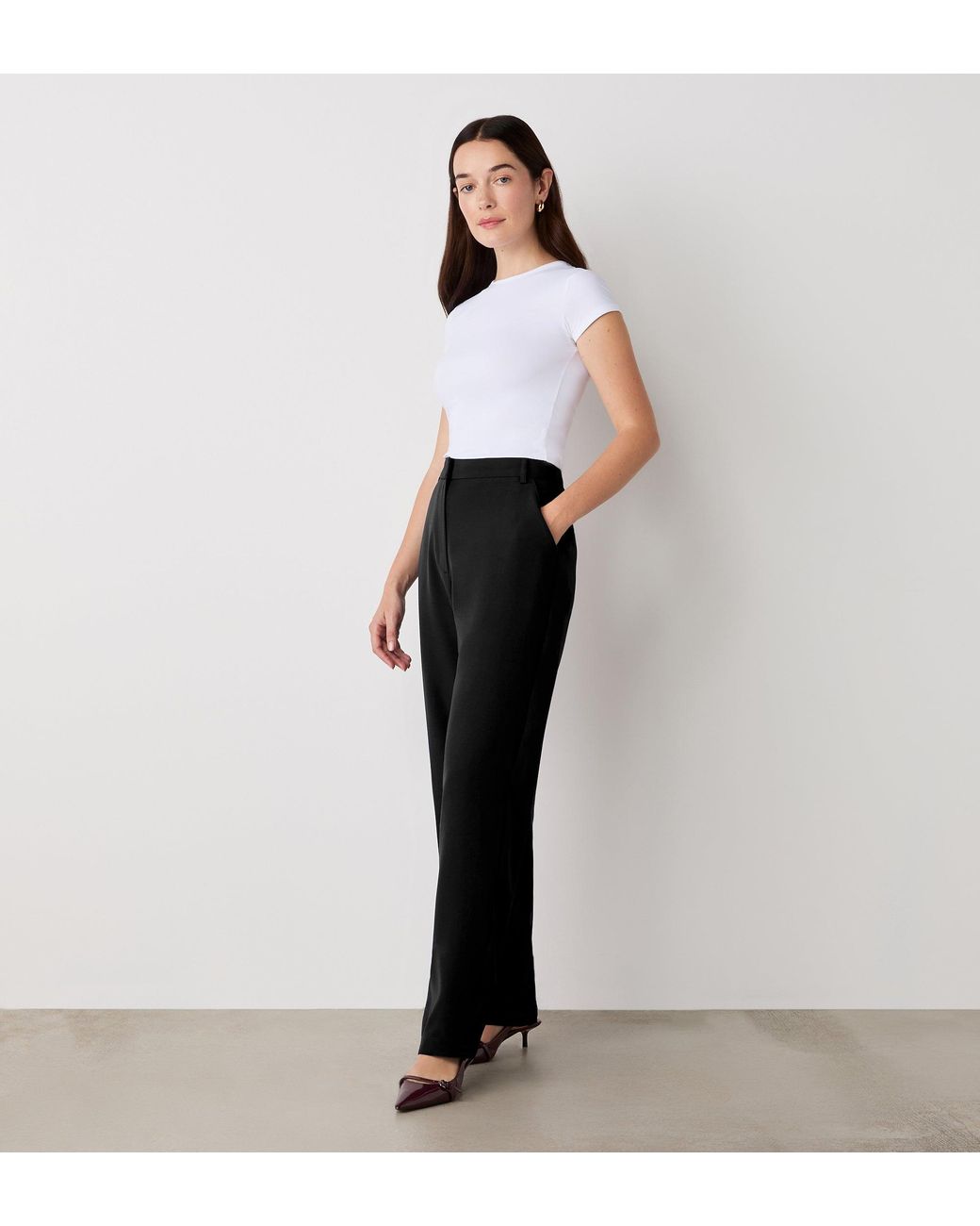 Finery London Black Harper Straight Leg Trousers