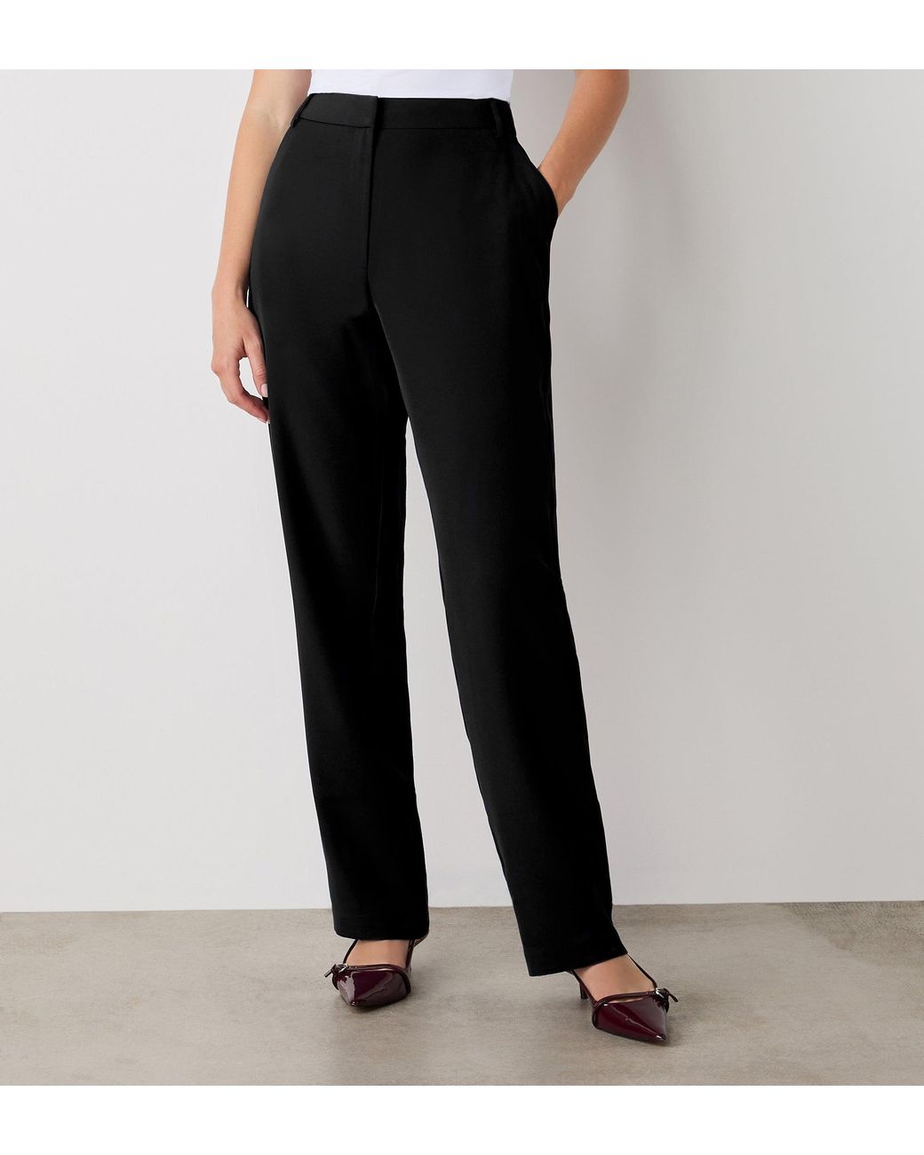 Finery London Black Harper Straight Leg Trousers