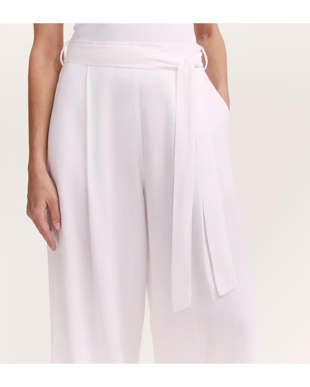 Finery London Pink Athena Linen Blend Wide Leg Trousers