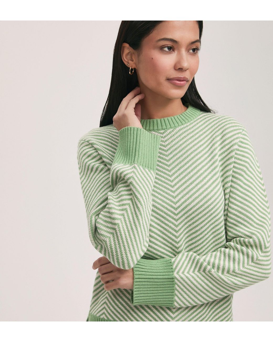 Finery London Green Stella Cotton Crew Neck Jumper
