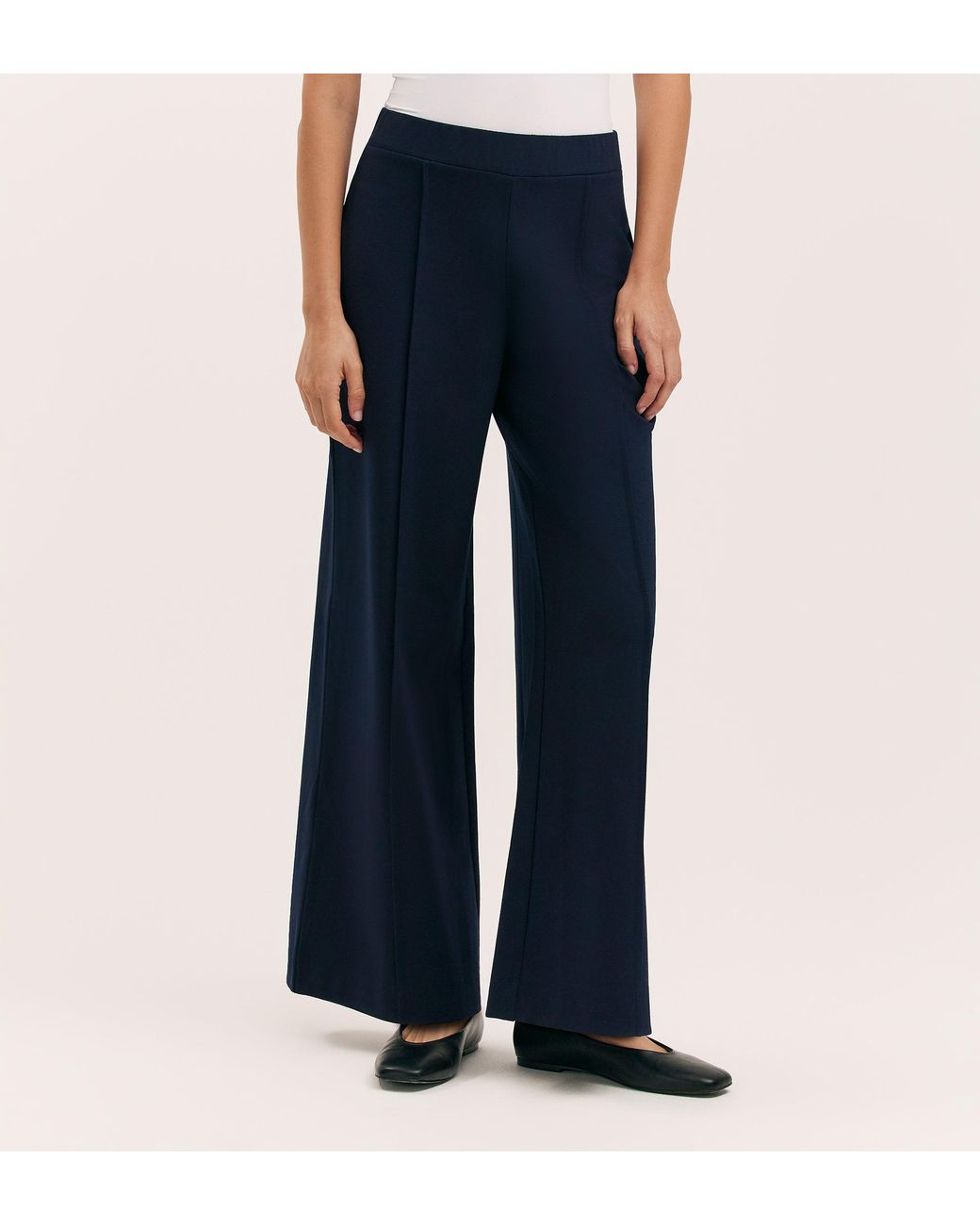 Finery London Blue Caryl Ponte Jersey Wide Leg Trouser