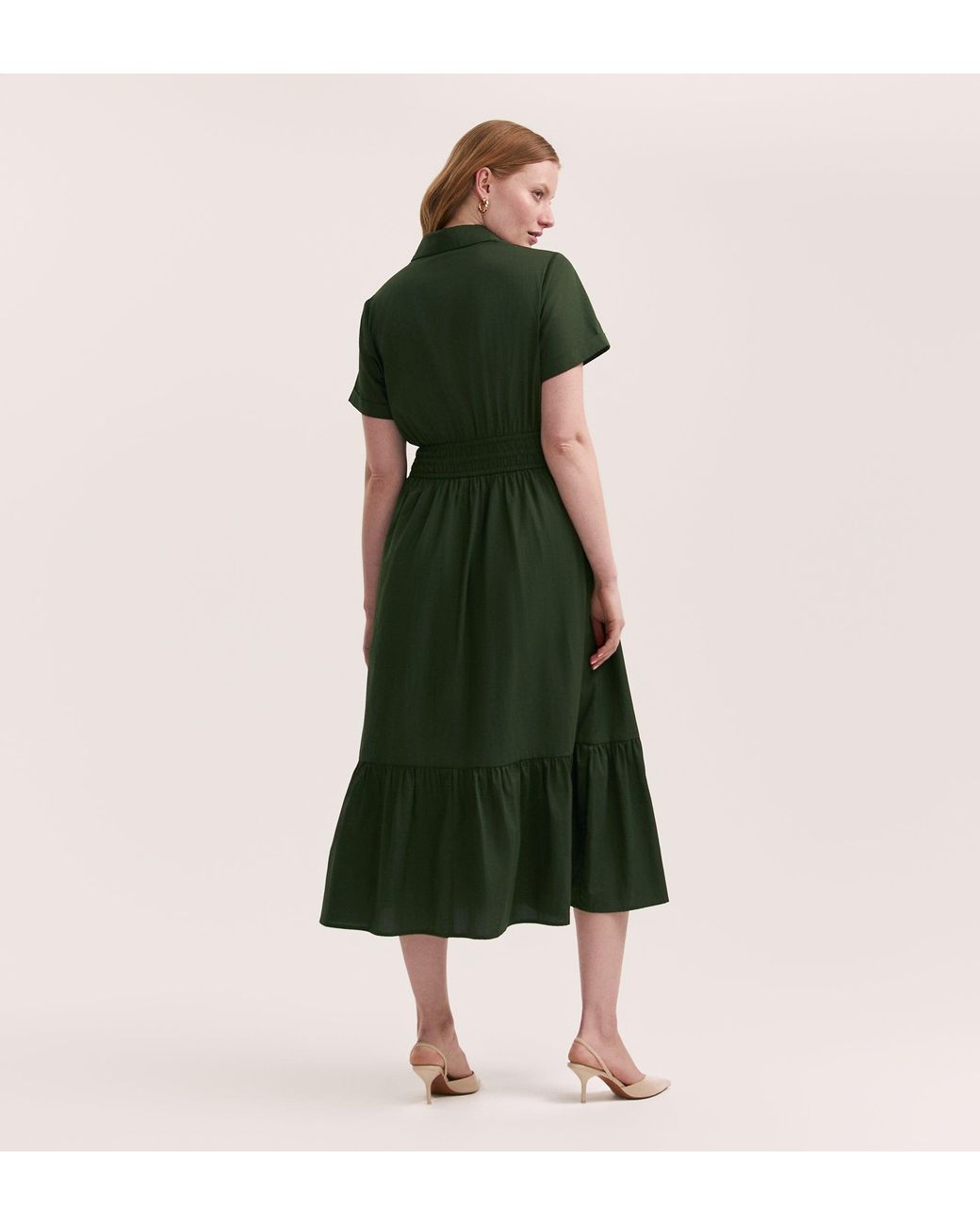 Finery London Green Penny Cotton Midi Shirt Dress
