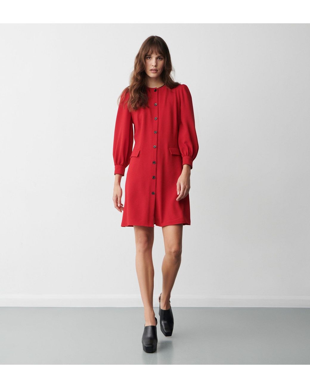 Finery London Red Cinzia Knee Length Dress
