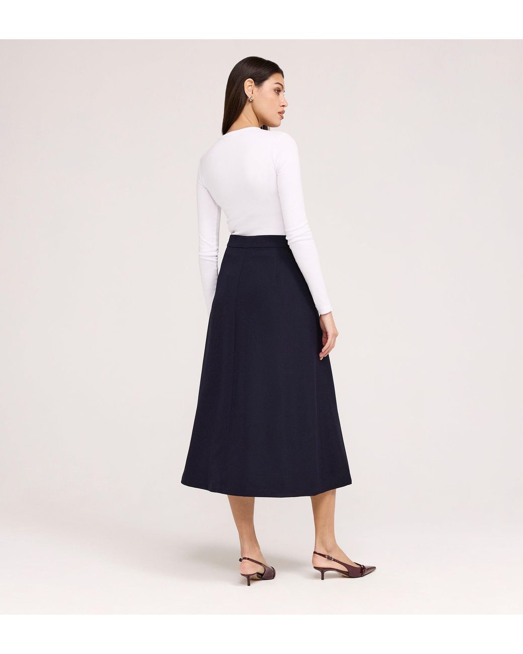 Finery London Blue Ramona Gaberdine Twill Midi Skirt