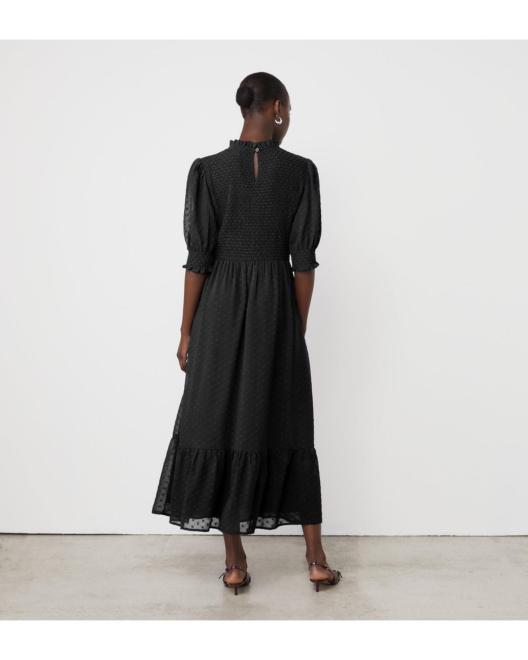 Finery London Black Amelia Georgette Midi Dress