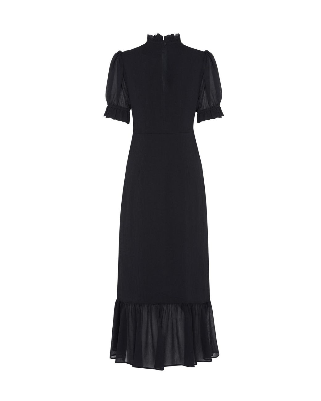 Finery London Black Camille Chiffon Midi Dress