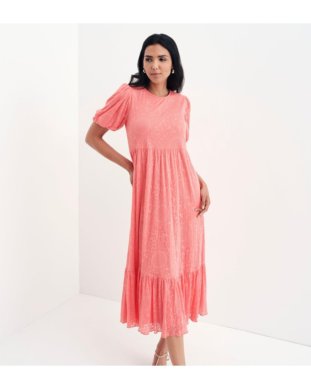 Finery London Pink Yasmine Jersey Midi Dress