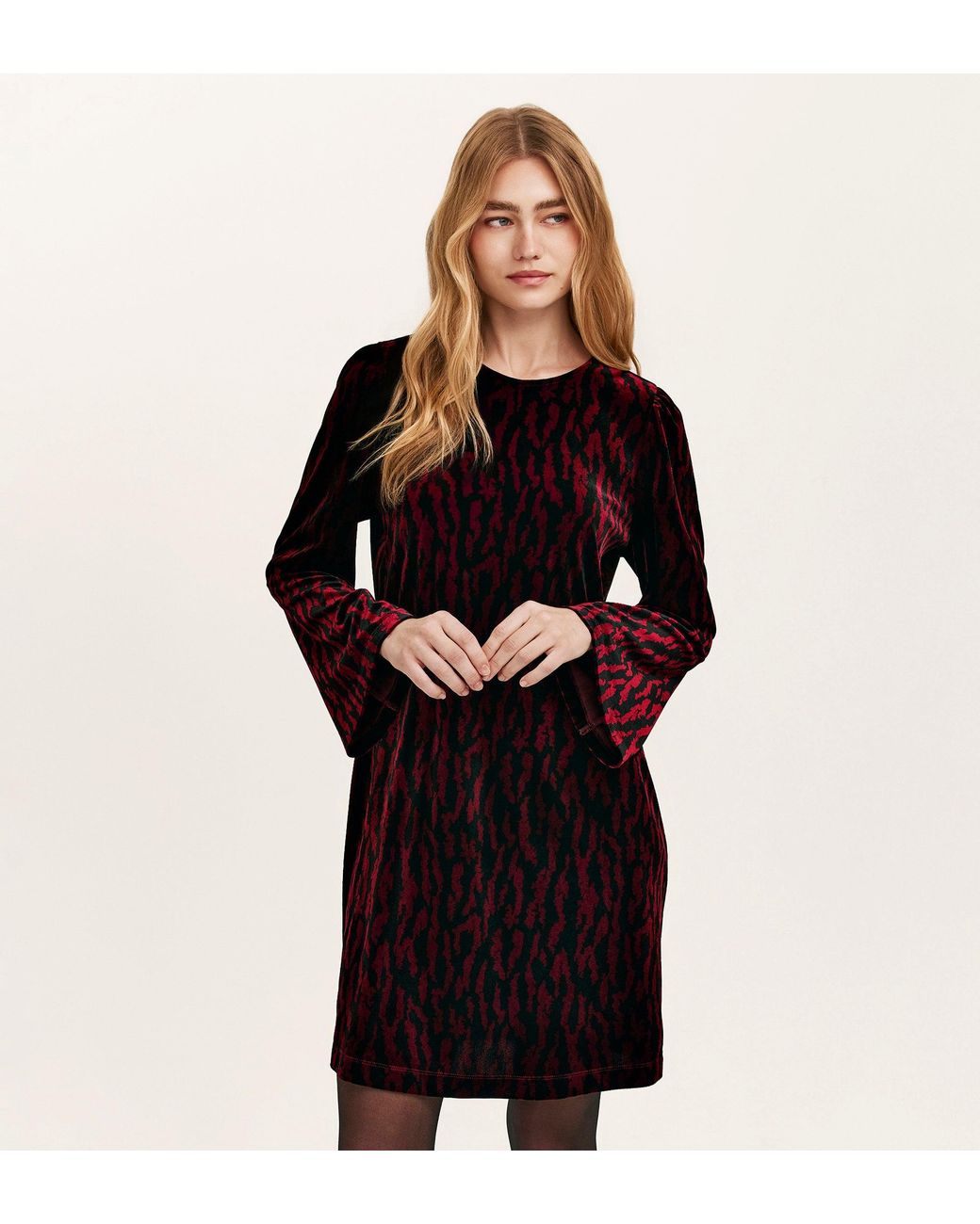 Finery London Black Hattie Jersey Velvet Short Dress