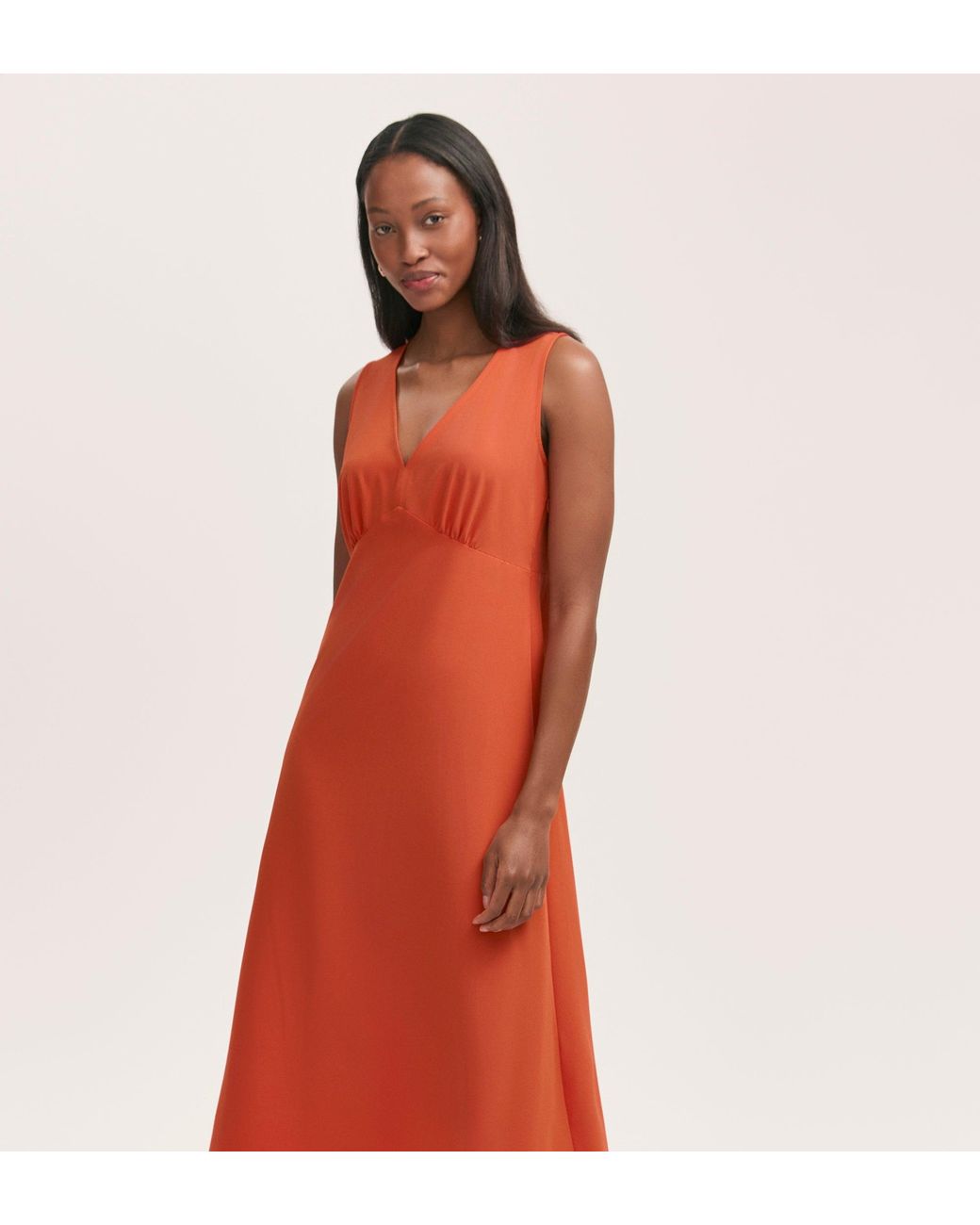 Finery London Red Brionie Crepe Sleeveless Midi Dress