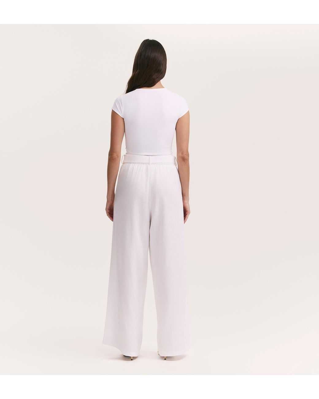 Finery London Pink Athena Linen Blend Wide Leg Trousers