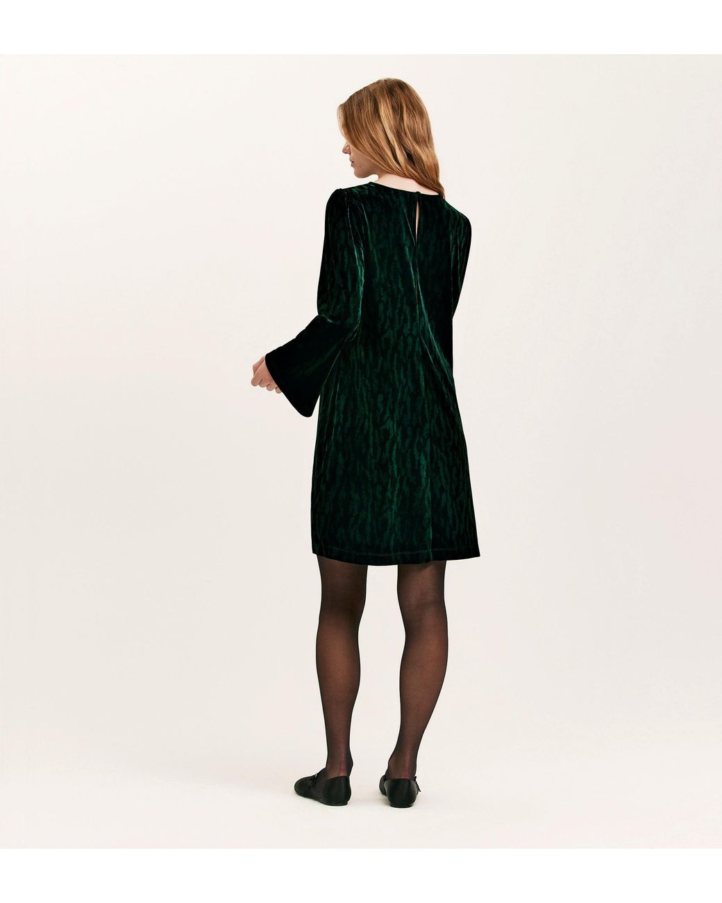Finery London Black Hattie Jersey Velvet Short Dress