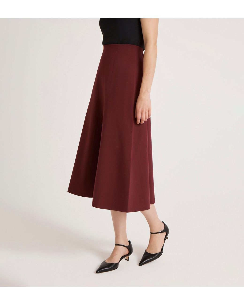 Finery London Red Mae Ponte Jersey Midi Skirt