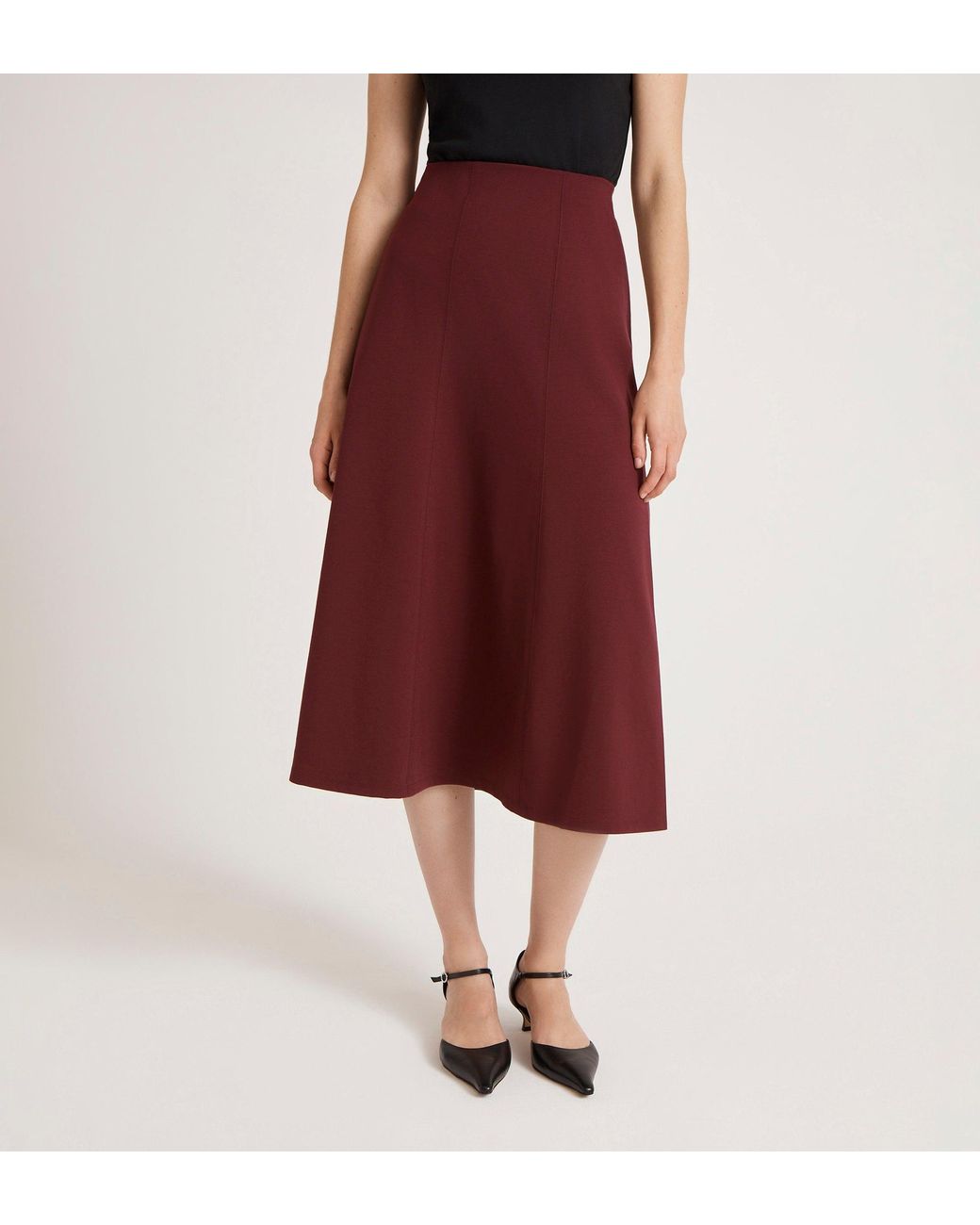 Finery London Red Mae Ponte Jersey Midi Skirt