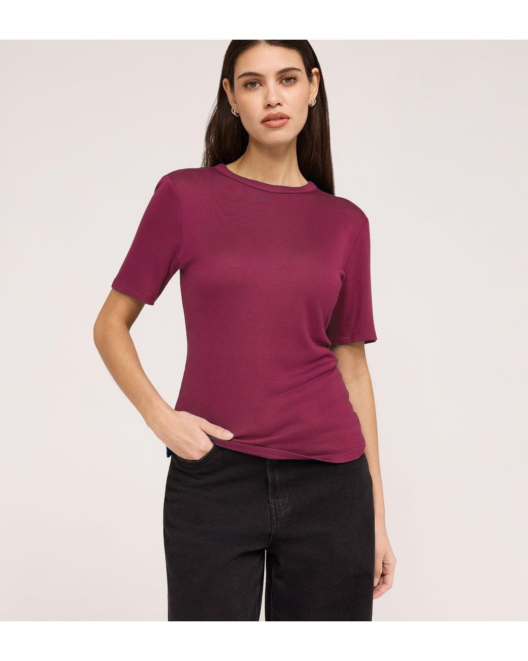 Finery London Purple Cherry Short Sleeve Jersey T-Shirt