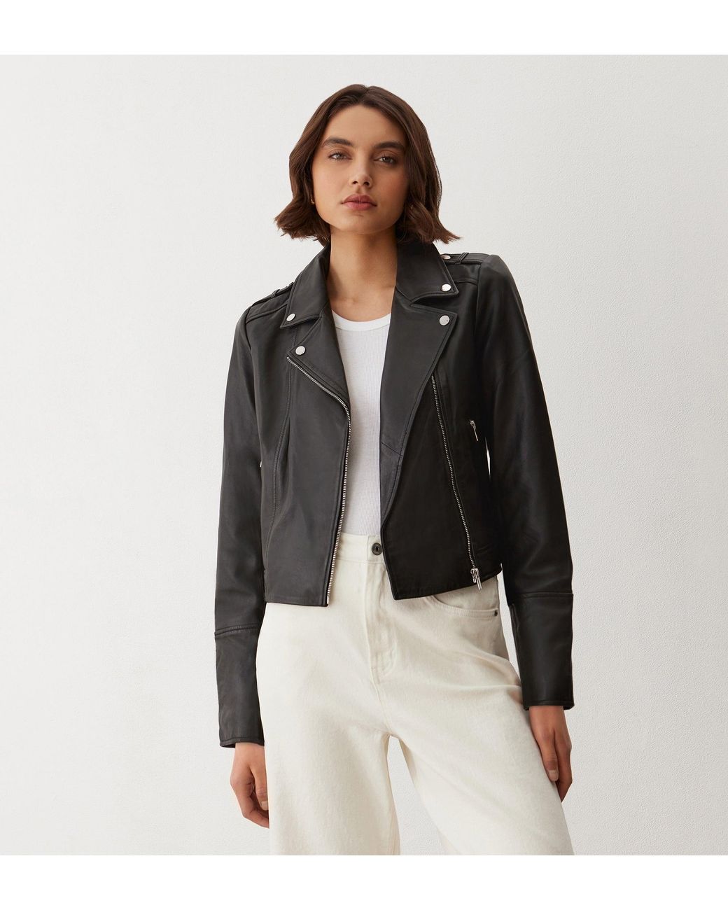 Finery London Black Faith Leather Biker Jacket