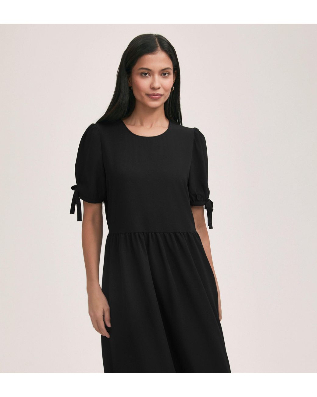 Finery London Black Demi Crepe Tiered Midi Dress