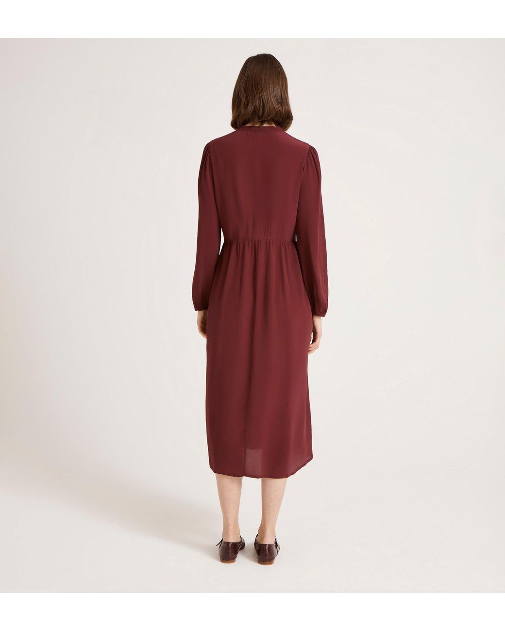 Finery London Red Jasmine Lace Trim Crepe Midi Dress