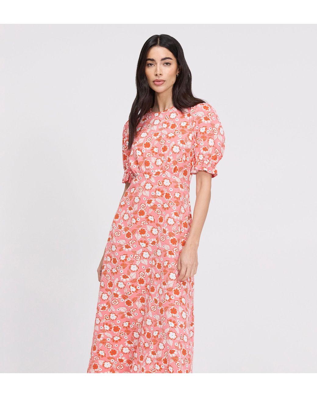 Finery London Pink Mela Midi Tea Dress