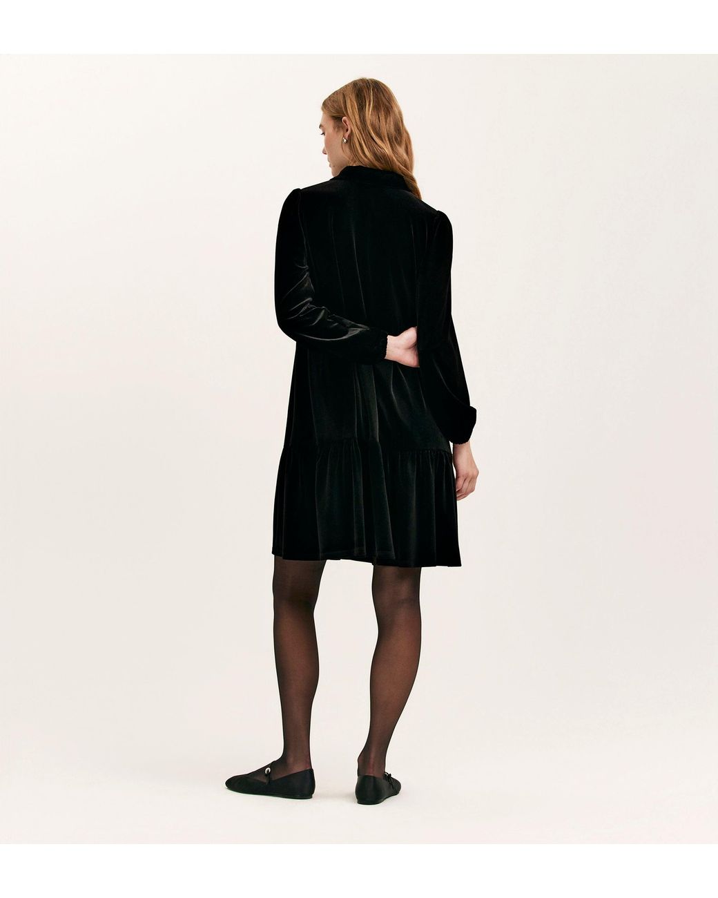 Finery London Black Rosanna Velvet Short Dress