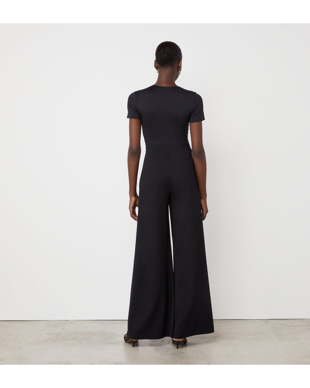 Finery London Black Matilda Ponte Jersey Wide Leg Trousers