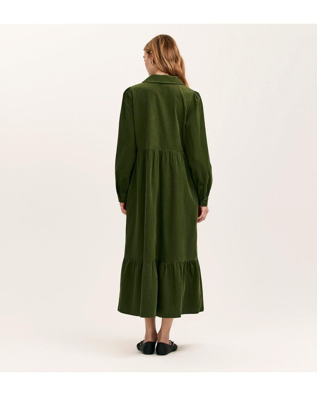 Finery London Green Callie Corduroy Midi Dress