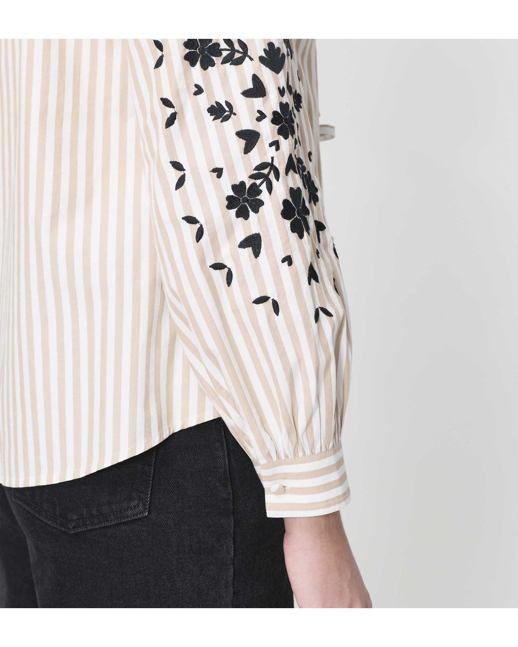 Finery London White Karlee Embroidered Cotton Tie Front Blouse