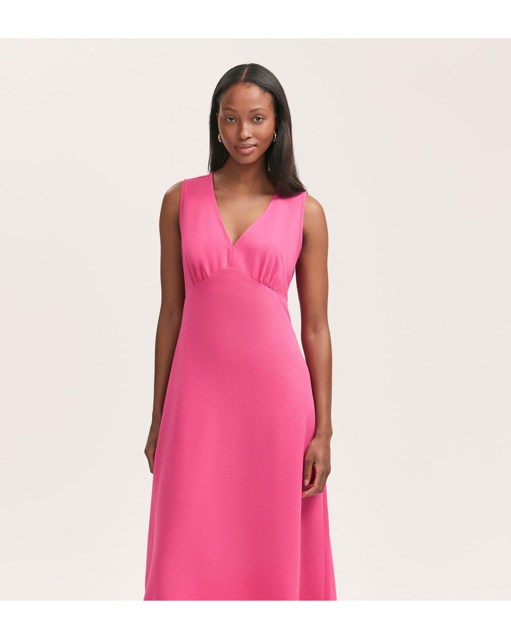 Finery London Pink Brionie Crepe Sleeveless Midi Dress