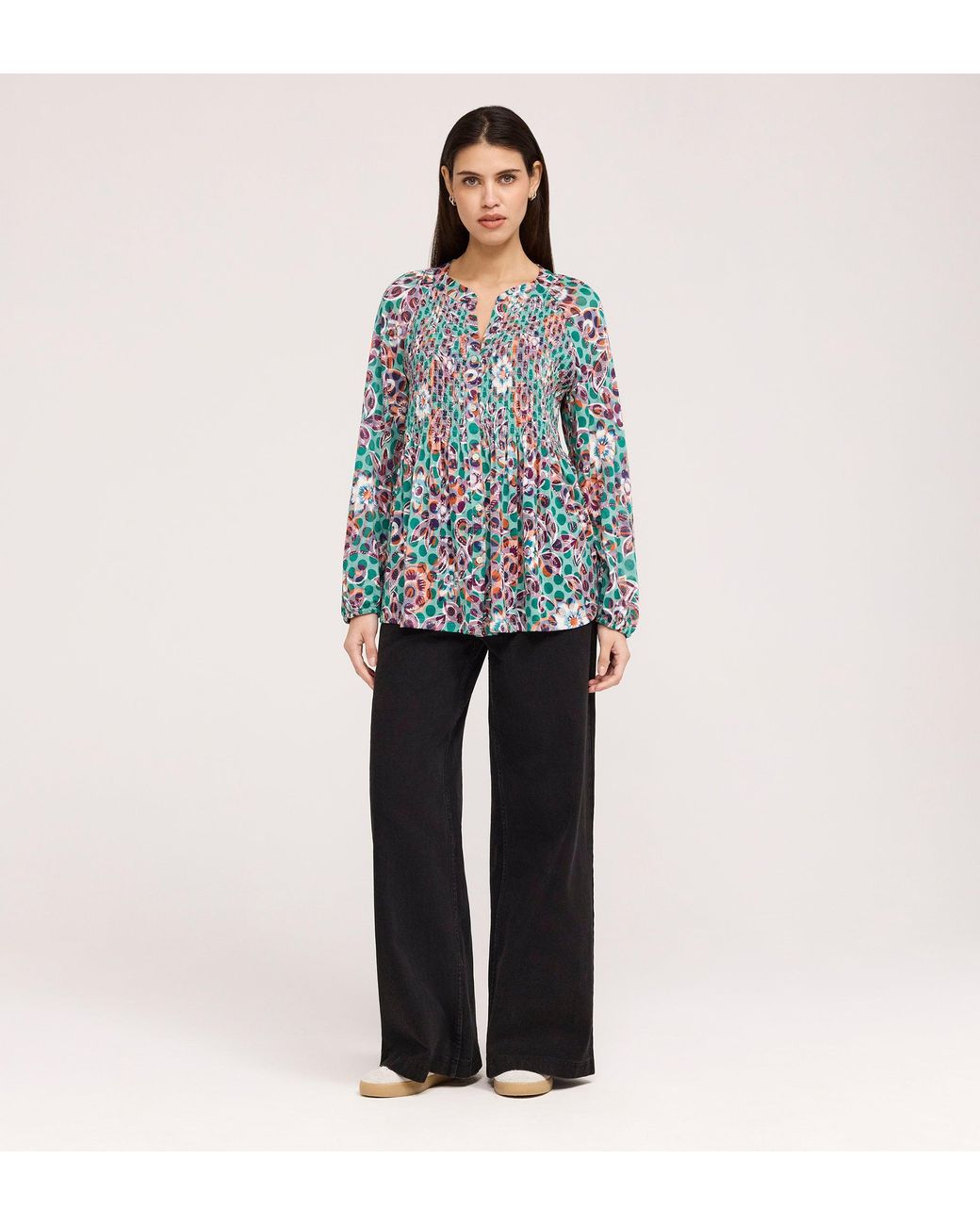 Finery London Blue Martha Jersey Blouse