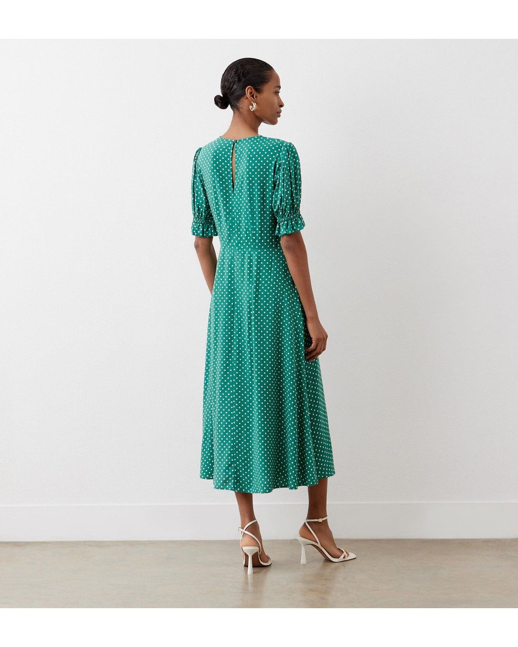 Finery London Green Mela Polka Dot Midi Dress