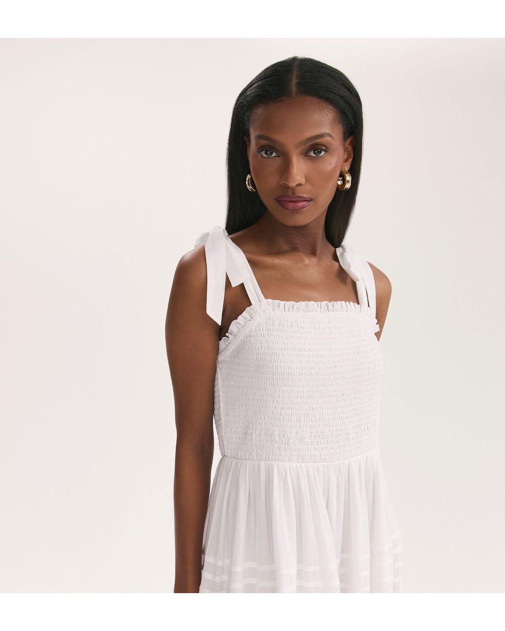 Finery London Pink Ebony Cotton Midi Tiered Dress