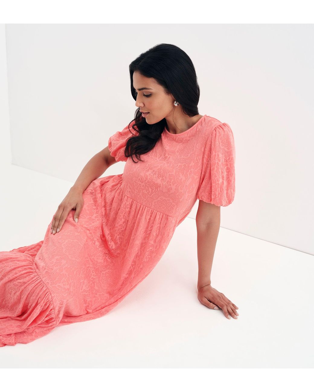 Finery London Pink Yasmine Jersey Midi Dress
