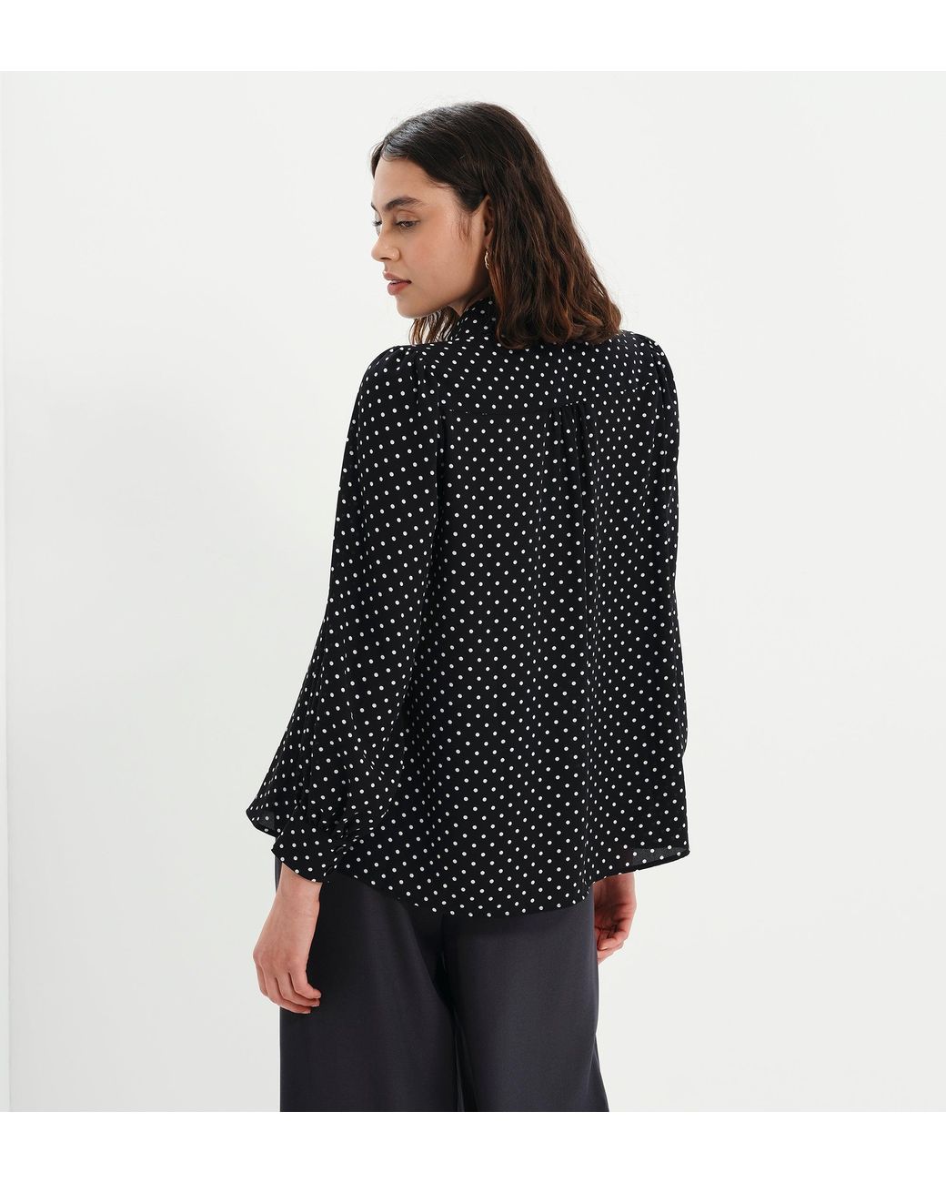Finery London Black Melina Button Through Lightweight Yoke Blouse