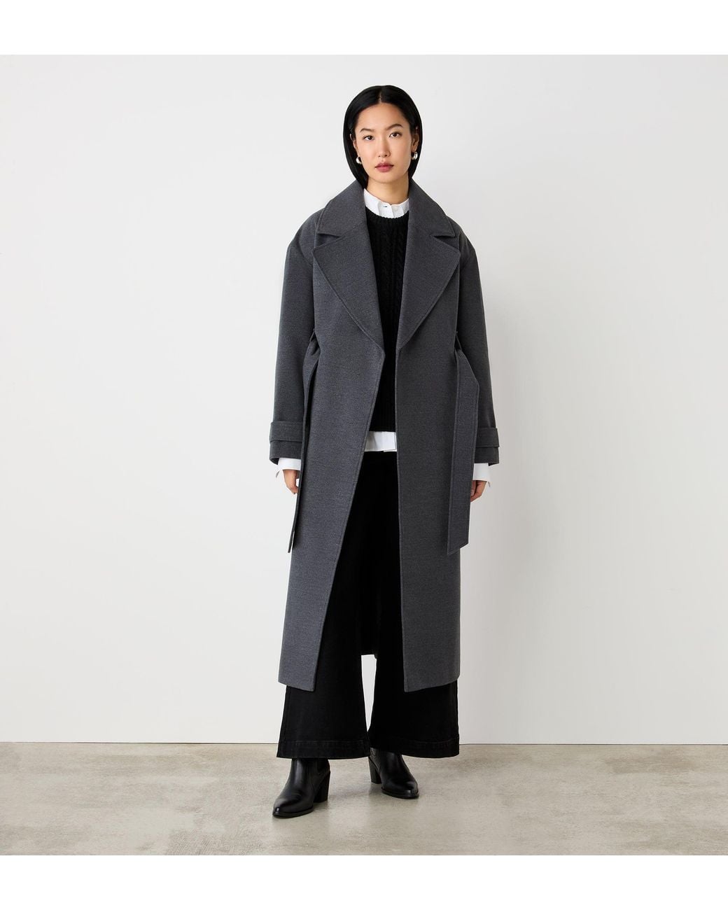 Finery London Black Sally Long Coat