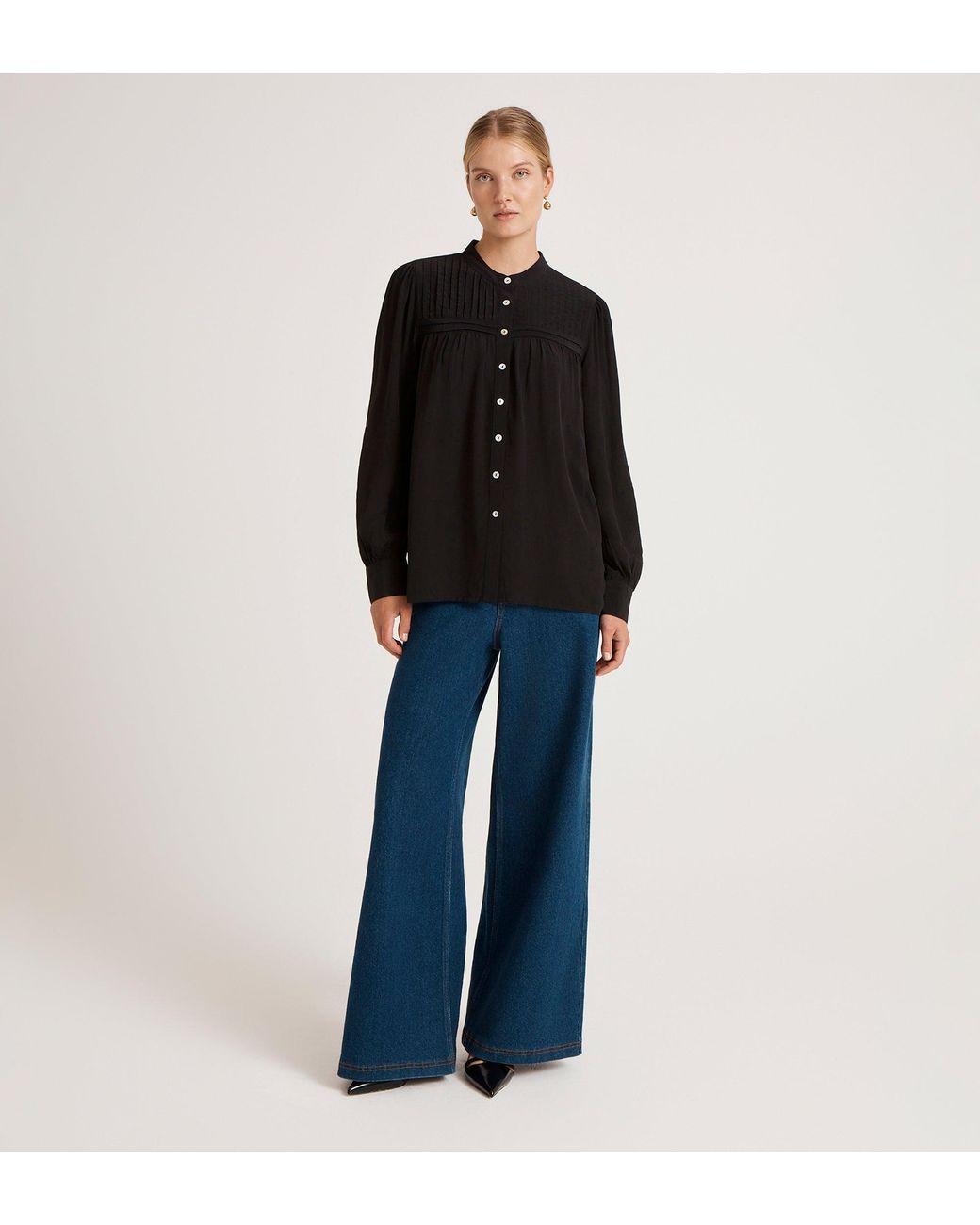 Finery London Black Andrea Crepe Blouse