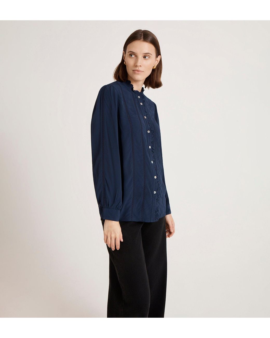 Finery London Blue Flora Crepe Blouse