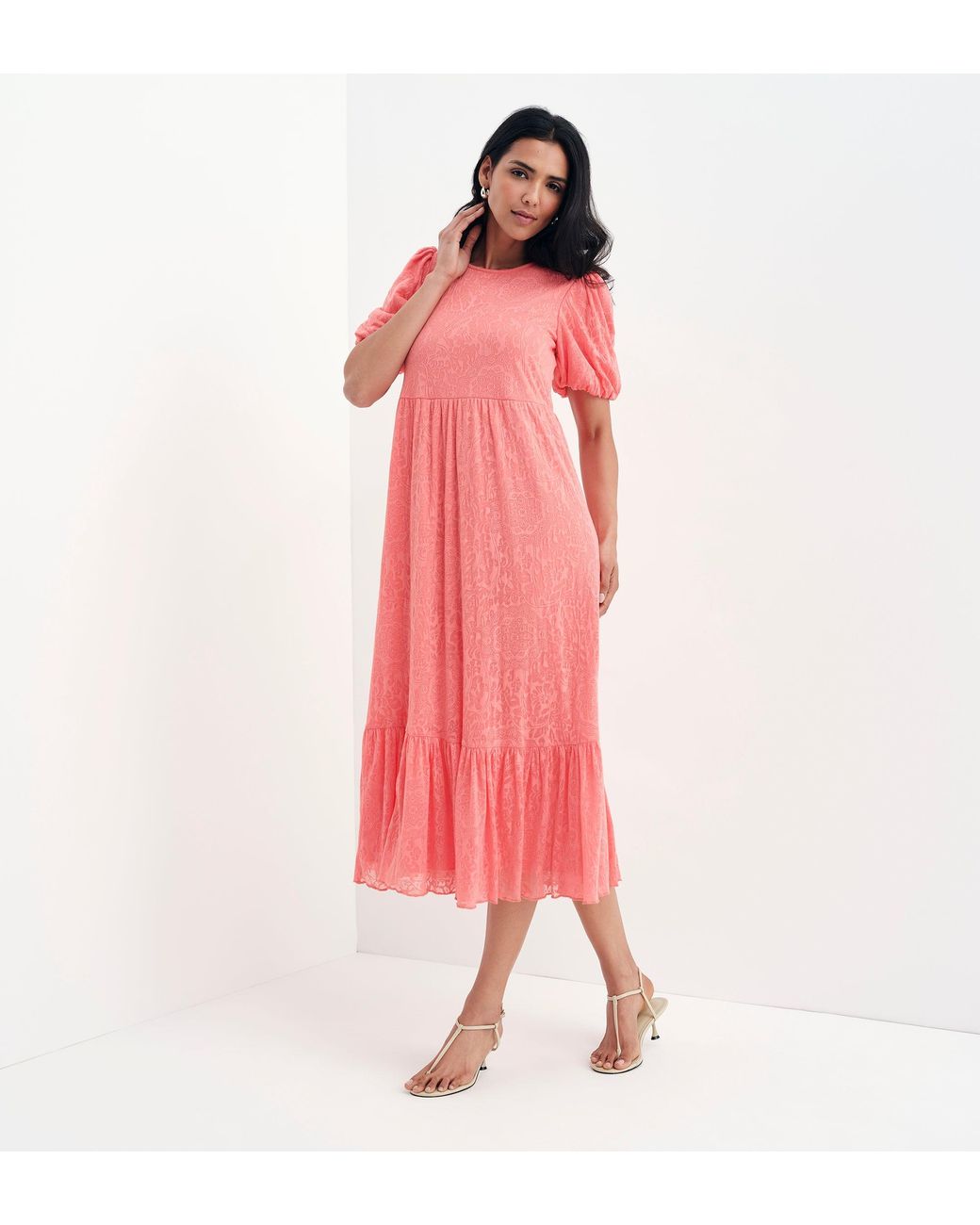 Finery London Pink Yasmine Jersey Midi Dress