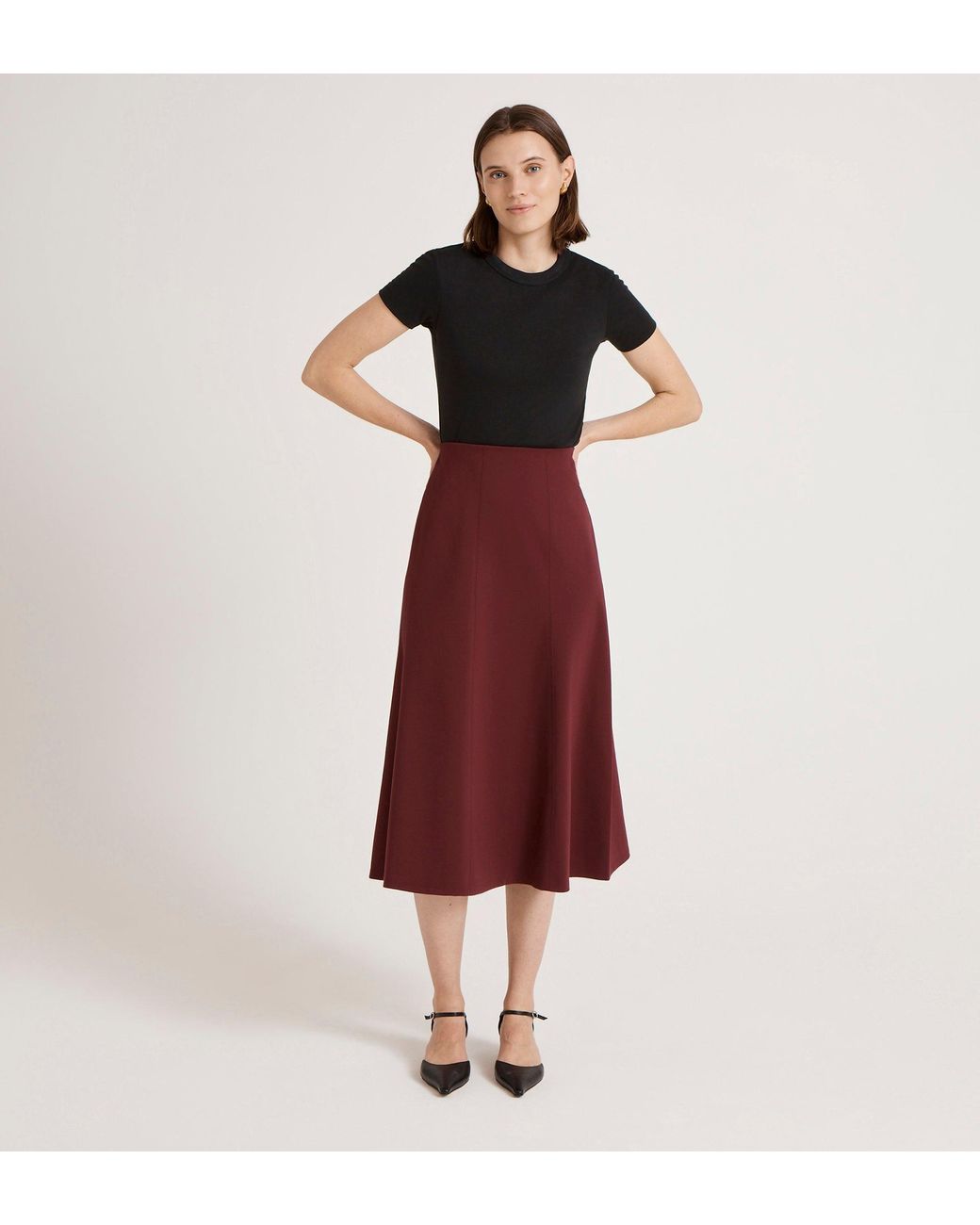Finery London Red Mae Ponte Jersey Midi Skirt