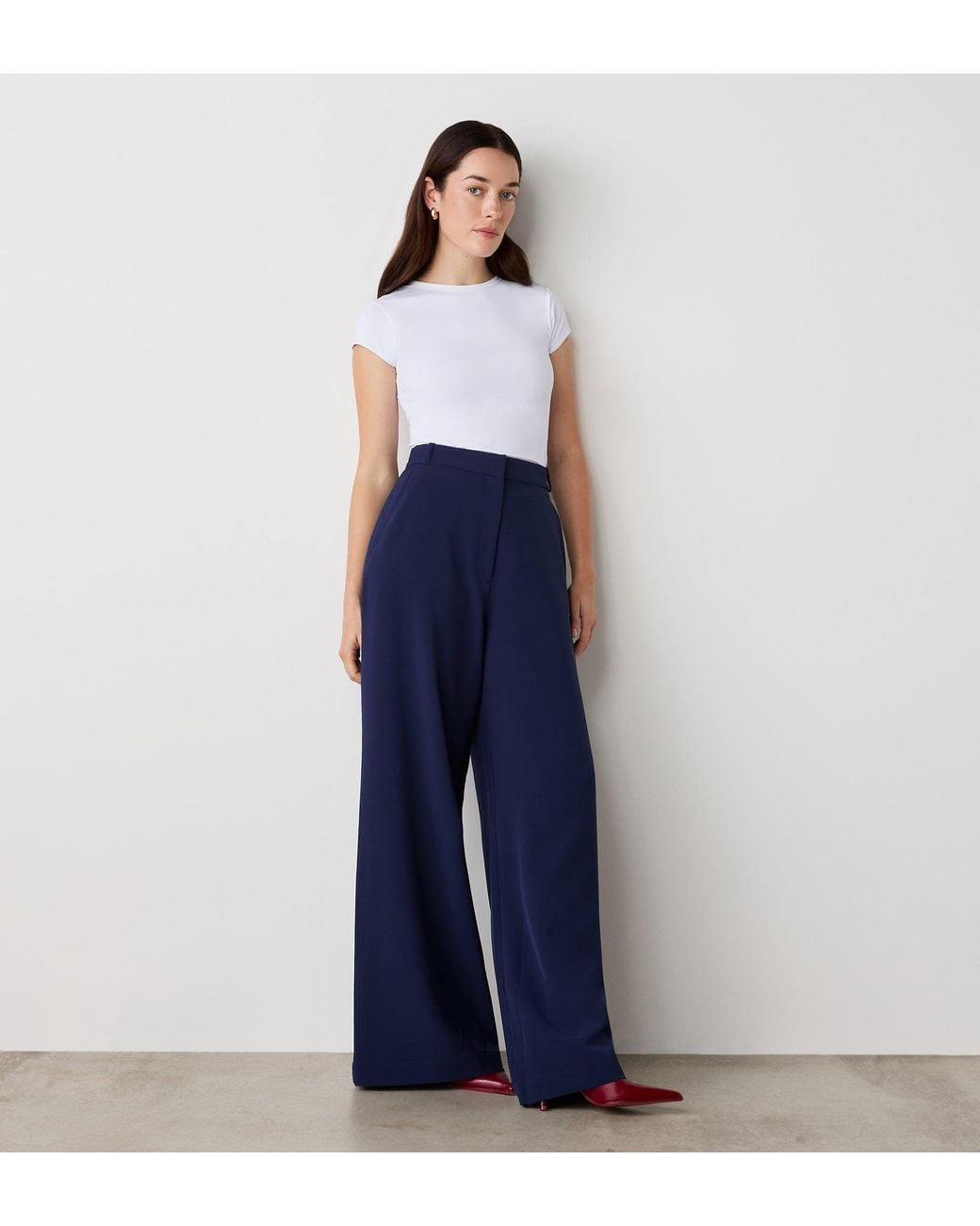 Finery London Blue Addie Wide Leg Trousers