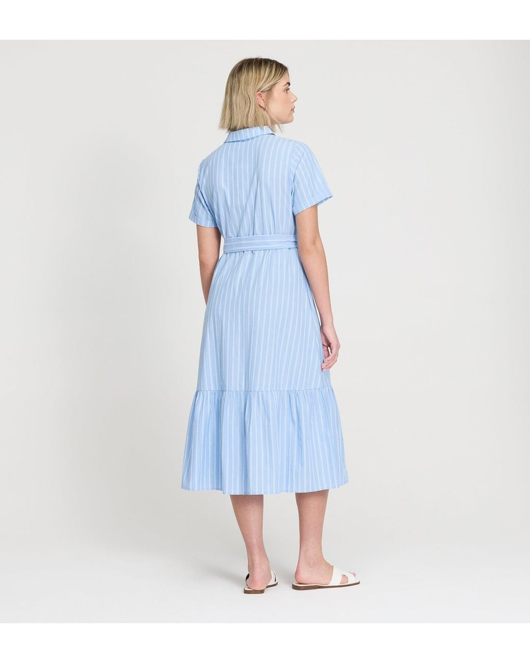 Finery London Blue Aisling Cotton Midi Dress